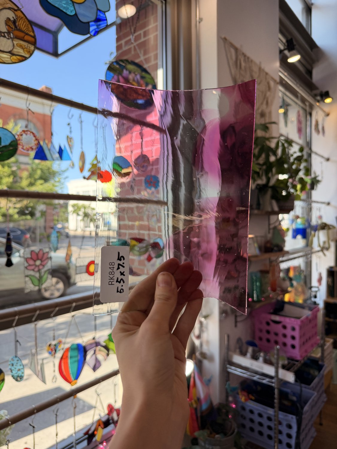 Vintage Pink Clear Mouthblown Sheet Glass