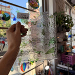 Green and Clear Fracture and Stringer Bullseye Sheet Glass