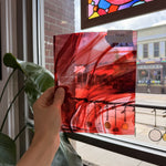 Red Pink Swirl on Clear Lamberts Flash Glass Sheet Glass Lamberts Glass RK85 (8x6.5in)