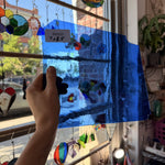 Medium Blue on Clear Flash Lamberts Mouthblown Sheet Glass