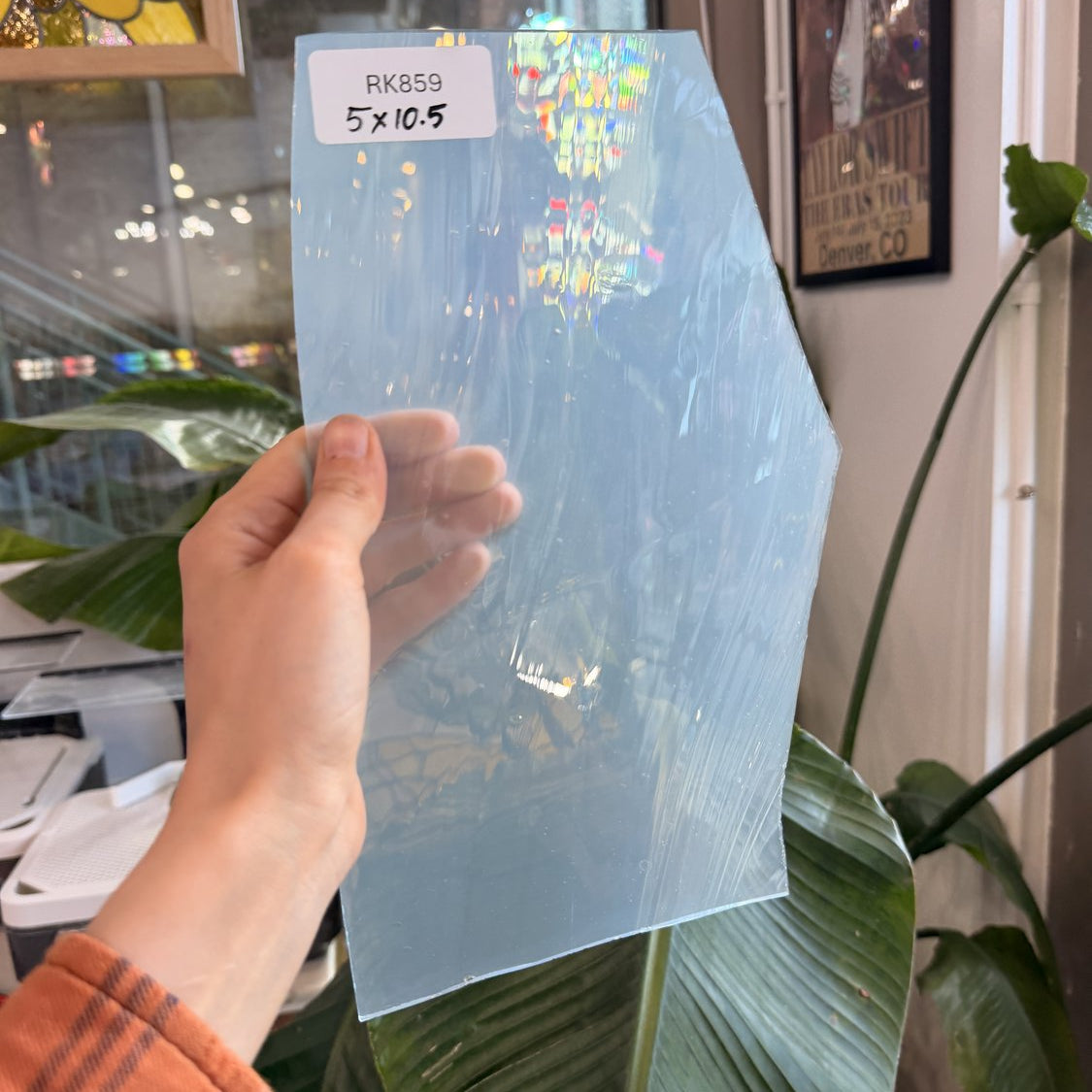 White Wispy Milky Mouthblown Sheet Glass Mouth Blown Glass 5x10.5in (UNK-02487597)