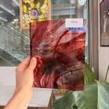 Red Pink Swirl on Clear Lamberts Flash Glass Sheet Glass Lamberts Glass