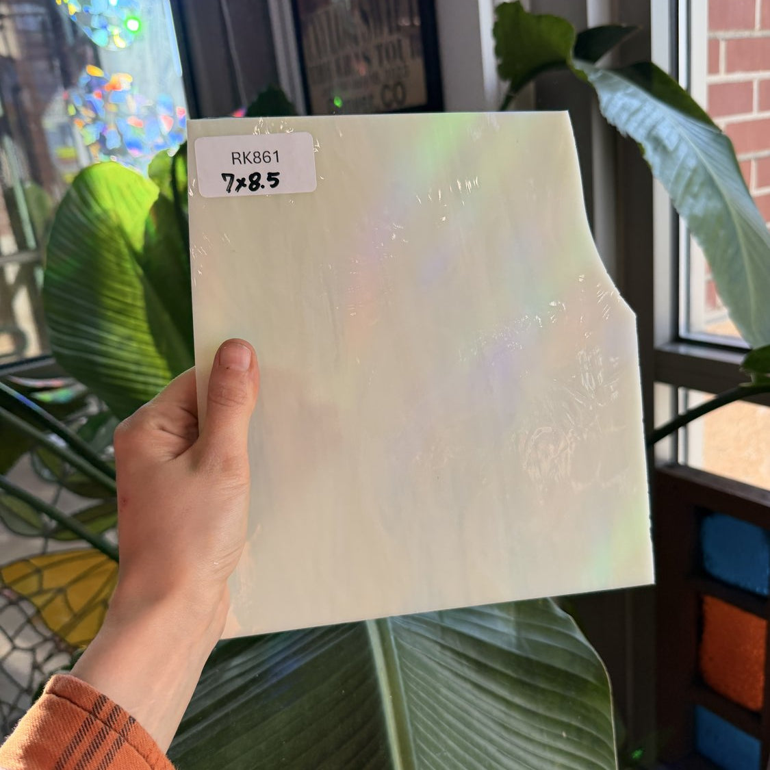Tan Wispy Vintage Spectrum Sheet Glass Spectrum Glass RK861 (7x8.5in)
