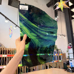 Large Green Blue Mouthblown Lamberts Sheet Glass