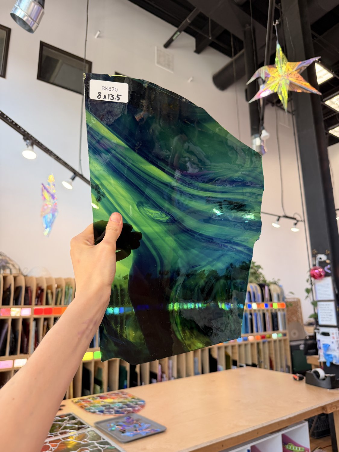 Large Green Blue Mouthblown Lamberts Sheet Glass