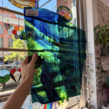 Large Green Blue Mouthblown Lamberts Sheet Glass
