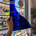 Dark Blue on Clear Flash Mouthblown Fremont Sheet Glass