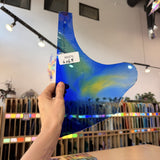 Blue Yellow Mixed Mouthblown Lamberts Flash (on clear) Sheet Glass