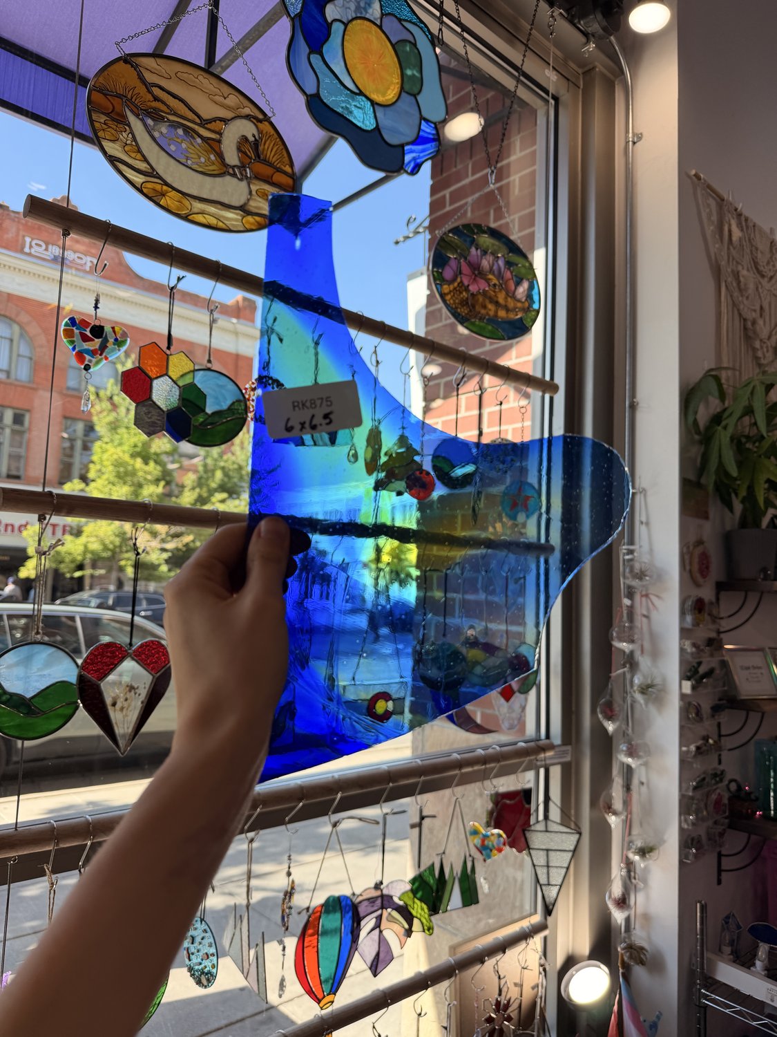 Blue Yellow Mixed Mouthblown Lamberts Flash (on clear) Sheet Glass