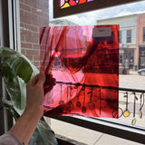 Red Pink Swirl on Clear Lamberts Flash Glass Sheet Glass Lamberts Glass