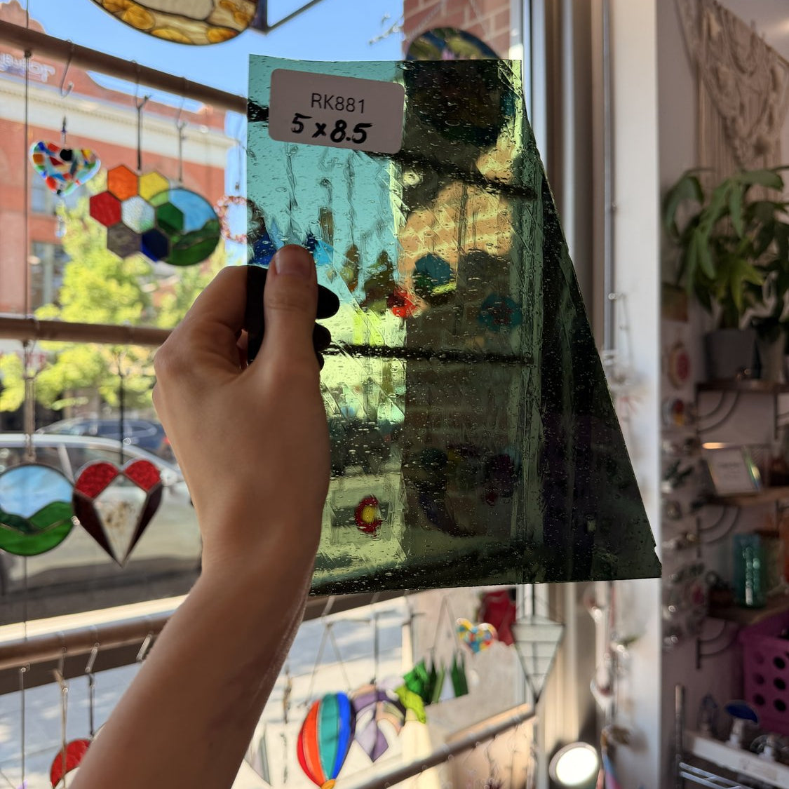 Dark Sage Green Mouthblown Handmade Lamberts Sheet Glass