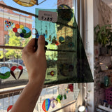 Dark Sage Green Mouthblown Handmade Lamberts Sheet Glass