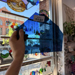 Steel Blue Mouthblown Lamberts Sheet Glass