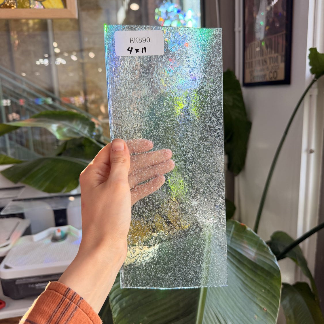 Super Seedy Clear Mouthblown Lamberts Sheet Glass Lamberts Glass 4x11in (LA-03077421)