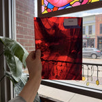 Red Pink Swirl on Clear Lamberts Flash Glass Sheet Glass Lamberts Glass