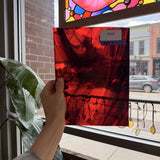 Red Pink Swirl on Clear Lamberts Flash Glass Sheet Glass Lamberts Glass