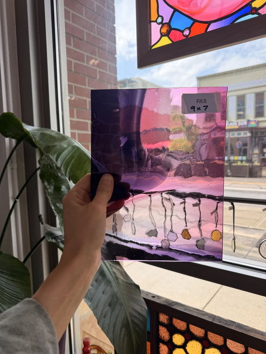 COGW x Lamberts Pink Purple Clear Wispy Mix Sheet Glass Lamberts Glass