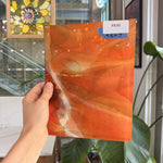 Orange Wispy White Black on Clear Lamberts Flash Glass Sheet Glass Lamberts Glass 9.5x7in (LA-58749997)