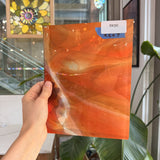 Orange Wispy White Black on Clear Lamberts Flash Glass Sheet Glass Lamberts Glass 9.5x7in (LA-58749997)
