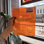 Orange Wispy White Black on Clear Lamberts Flash Glass Sheet Glass Lamberts Glass