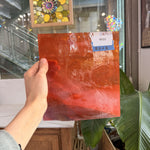 Orange Wispy White Black on Clear Lamberts Flash Glass Sheet Glass Lamberts Glass 8.5x8in (LA-58848301)