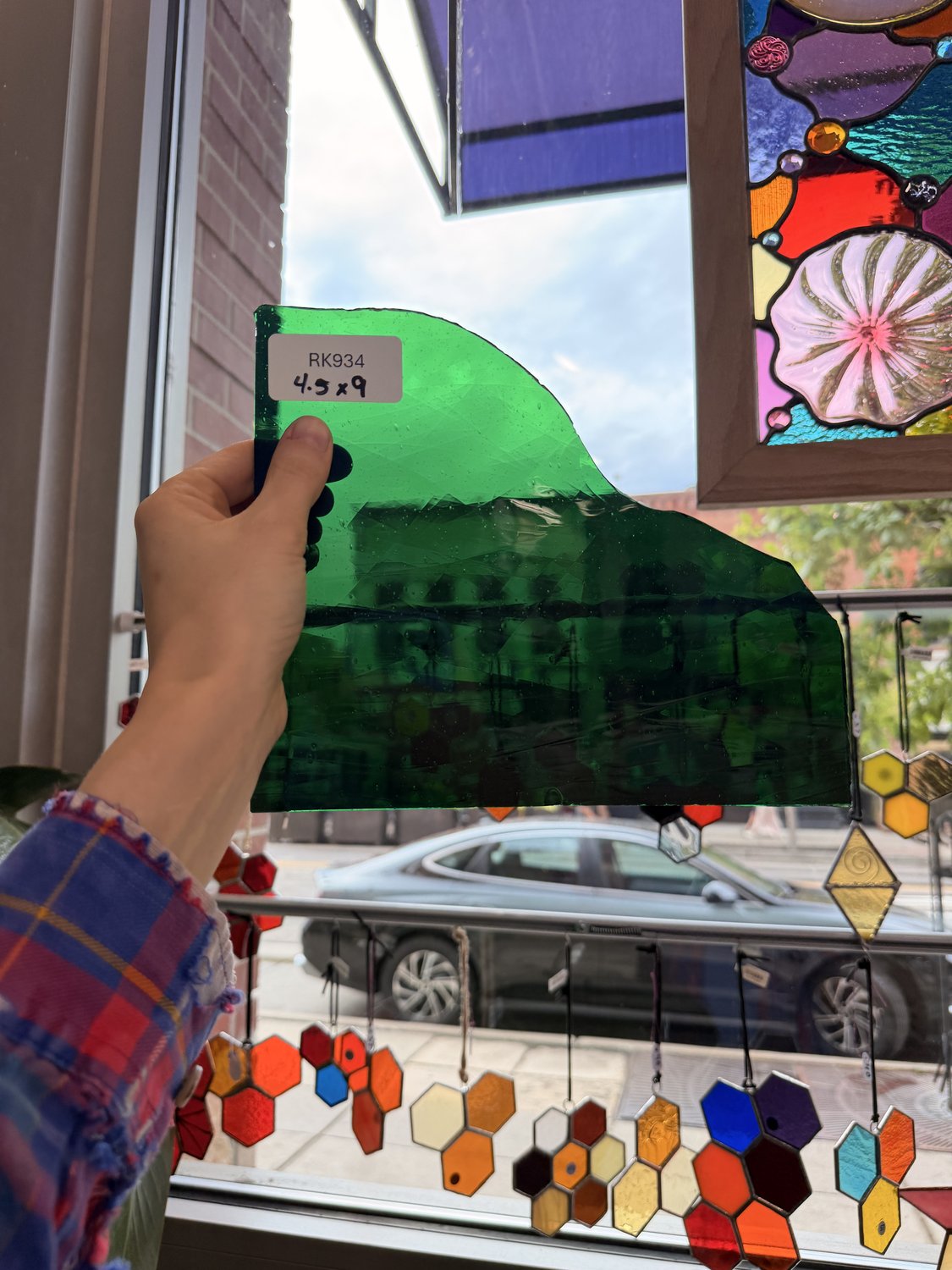 Mouth Blown Green Lamberts Sheet Glass