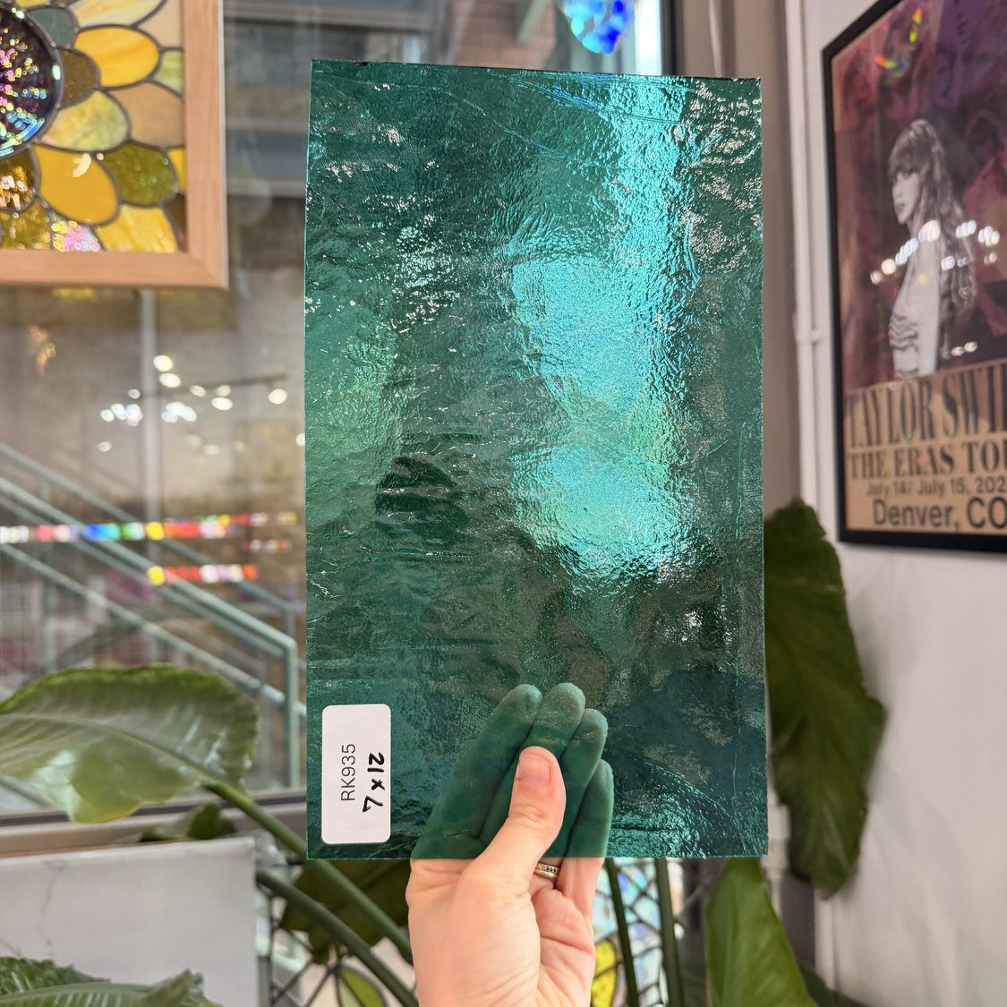 Vintage Transparent Teal Bullseye Sheet Glass