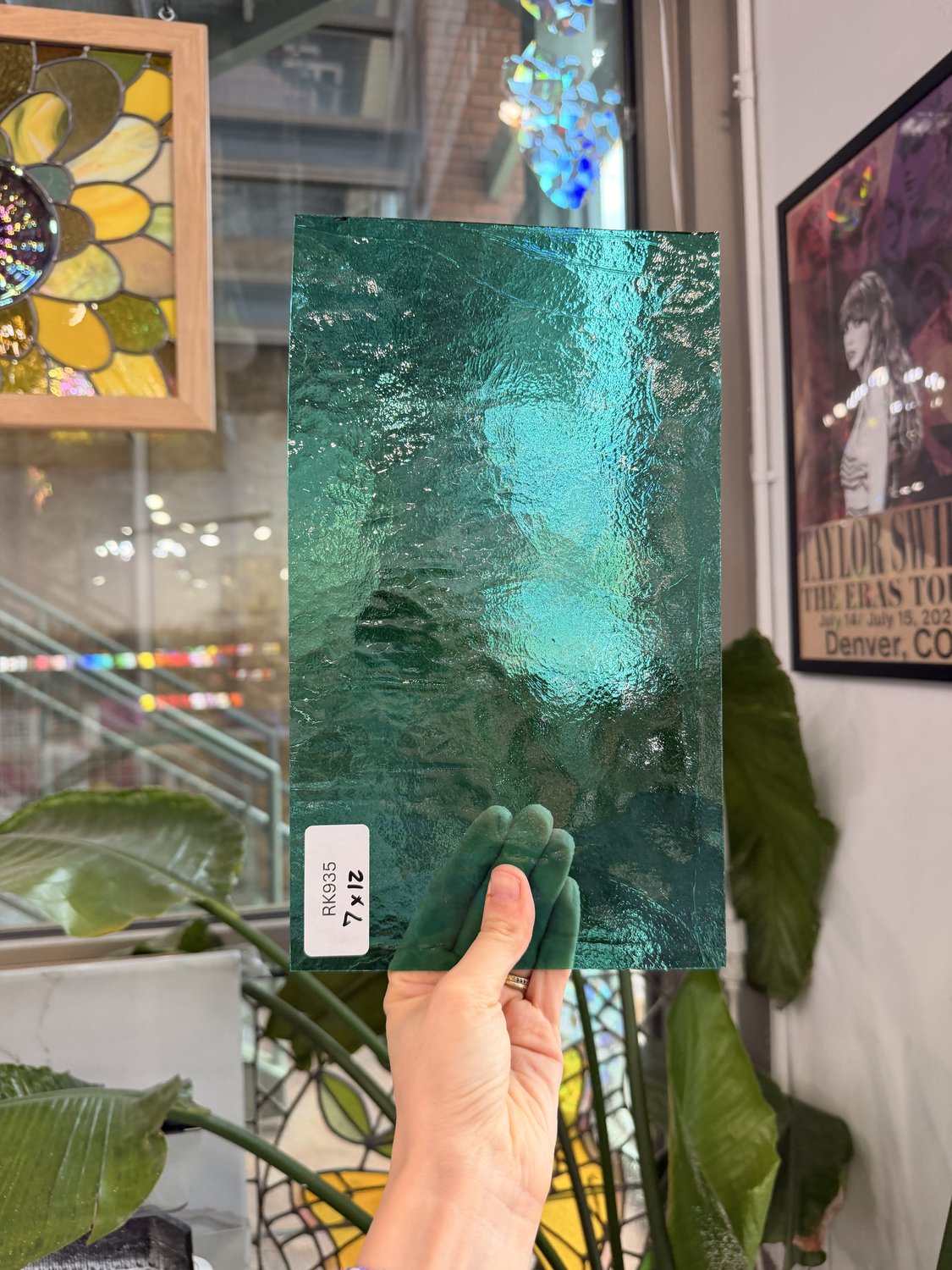 Vintage Transparent Teal Bullseye Sheet Glass – RK935