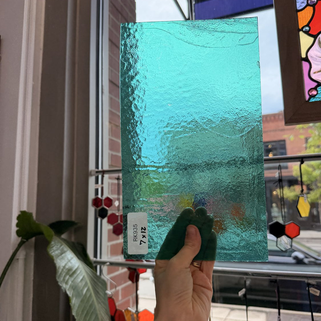 Vintage Transparent Teal Bullseye Sheet Glass