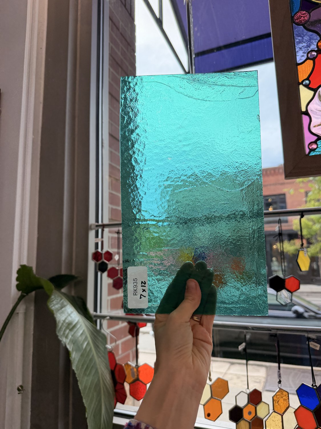 Vintage Transparent Teal Bullseye Sheet Glass – RK935