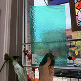 Vintage Transparent Teal Bullseye Sheet Glass – RK935