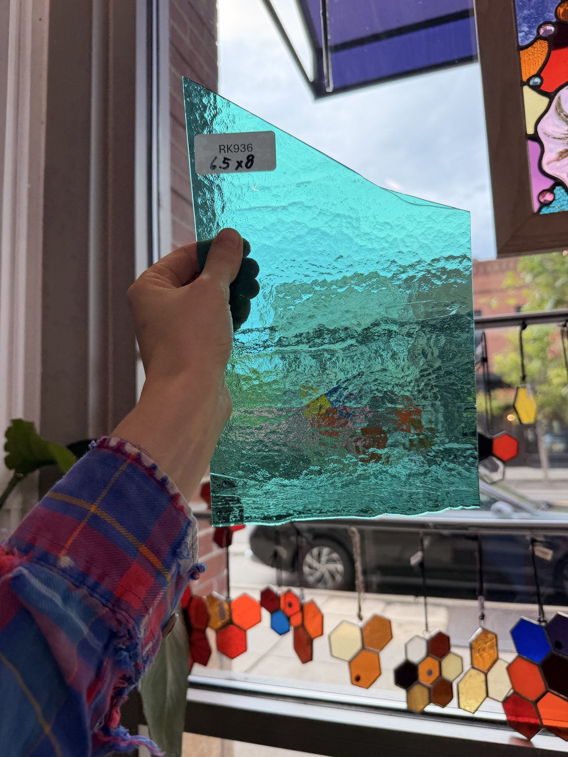 Vintage Transparent Teal Bullseye Sheet Glass – RK936
