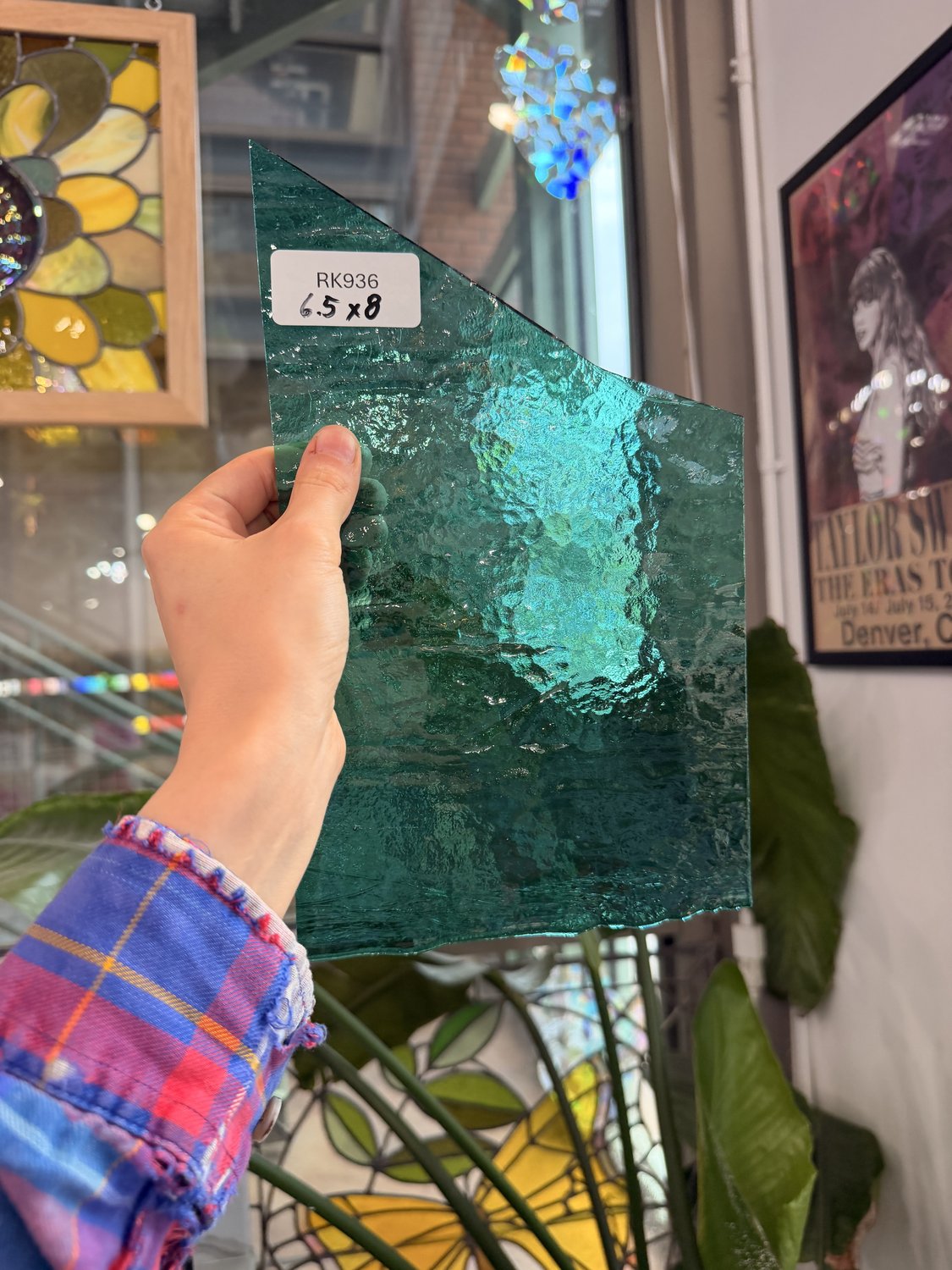 Vintage Transparent Teal Bullseye Sheet Glass – RK936