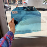 Blue Transparent Wispy Mixed Lamberts Flashed (on clear) Sheet Glass