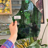 Green Transparent Mixed Wispy Mouthblown Sheet Glass