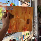 Orange Yellow White Wispy Vintage Rare Armstrong Sheet Glass
