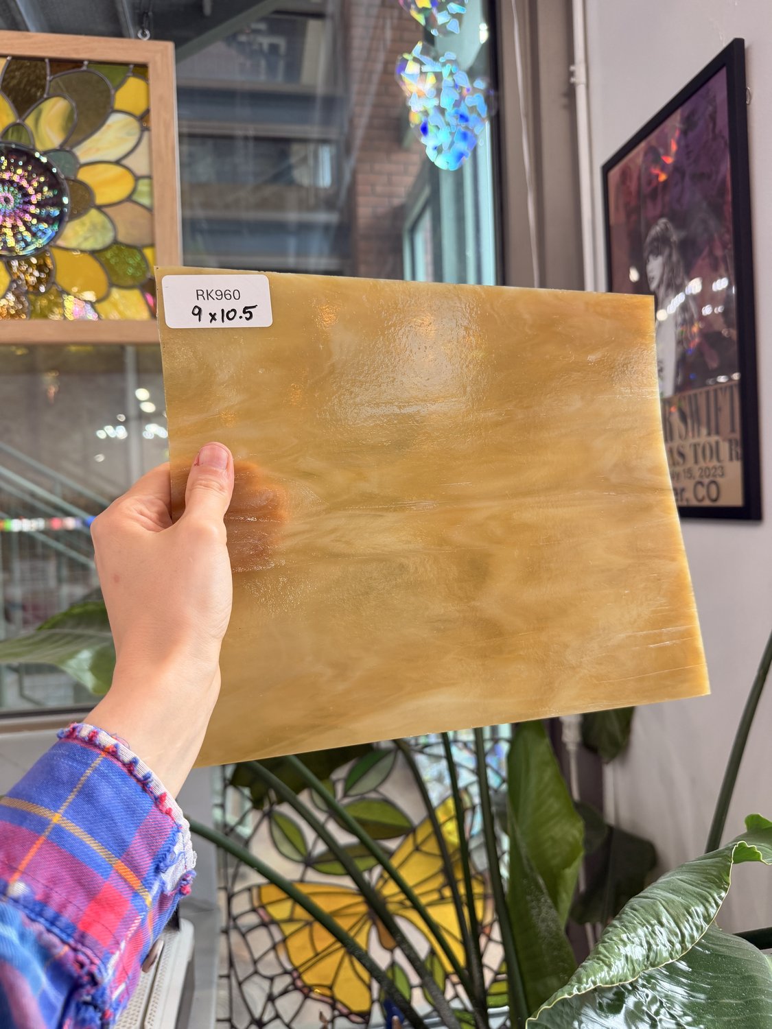 Amber Wispy Vintage Armstrong Sheet Glass
