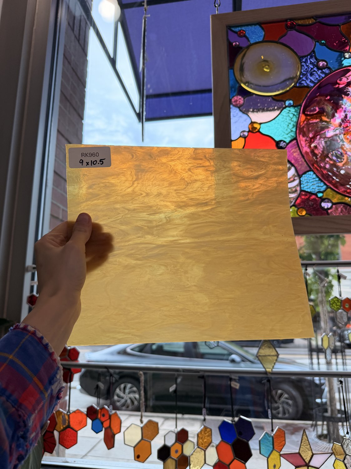 Amber Wispy Vintage Armstrong Sheet Glass