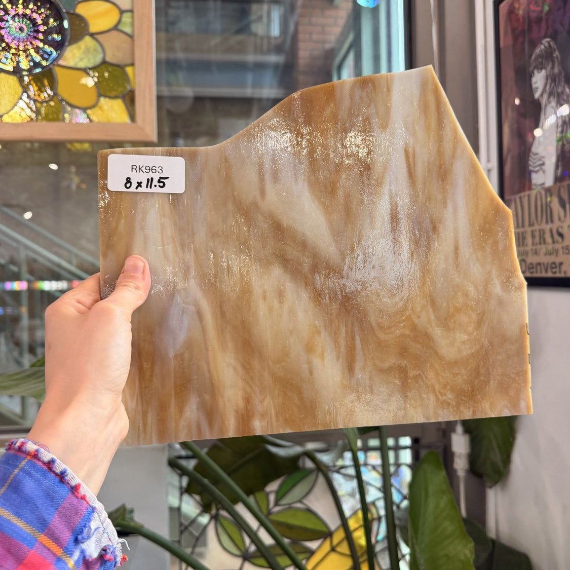 Tan Amber White Wispy Mixed Kokomo Sheet Glass