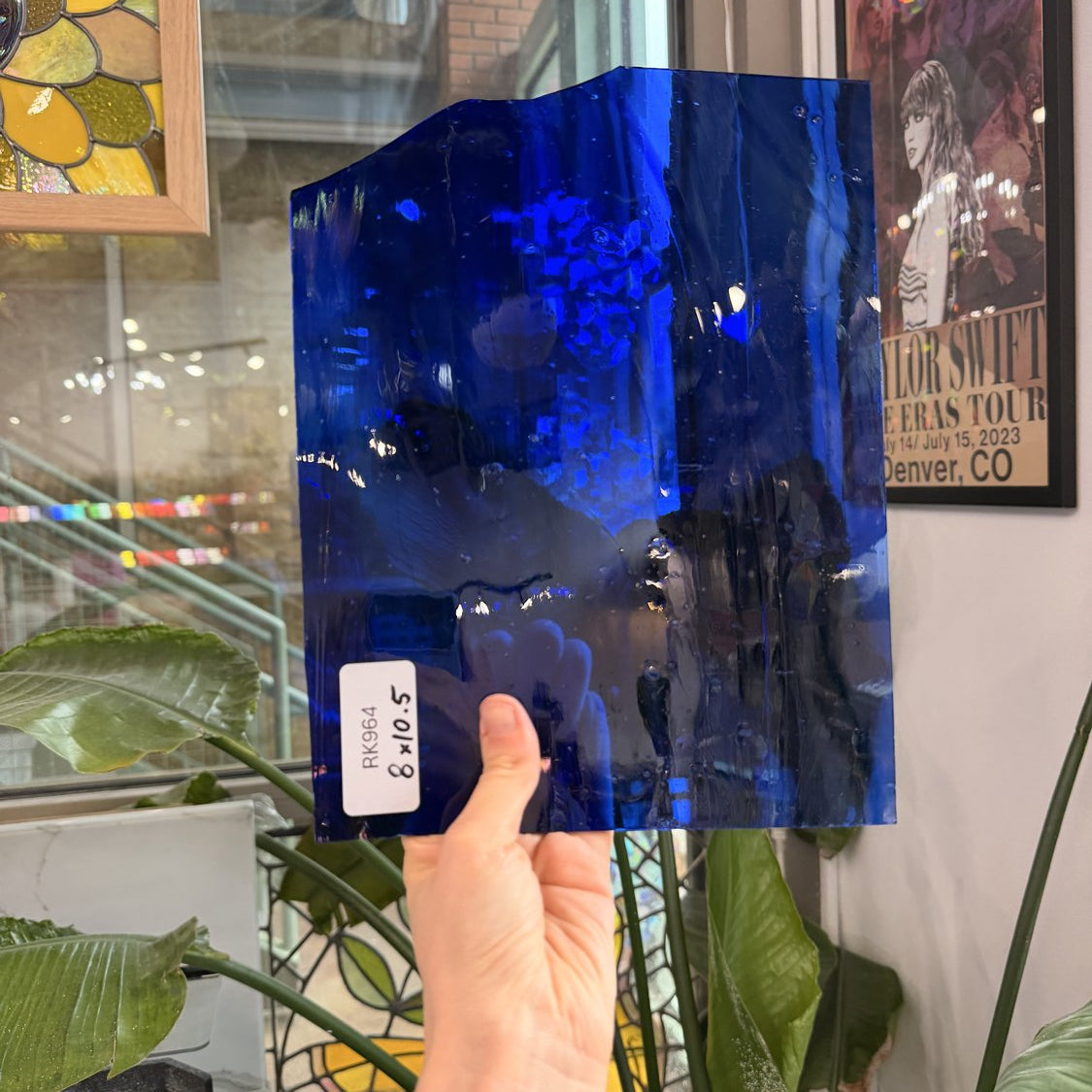 Blue Mixed Wispy Mouthblown Sheet Glass