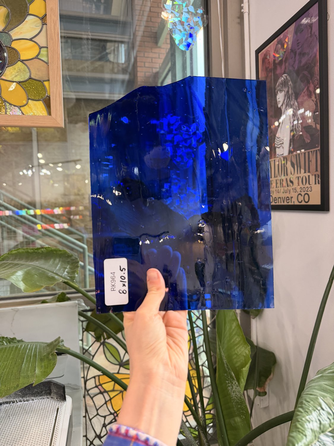 Blue Mixed Wispy Mouthblown Sheet Glass