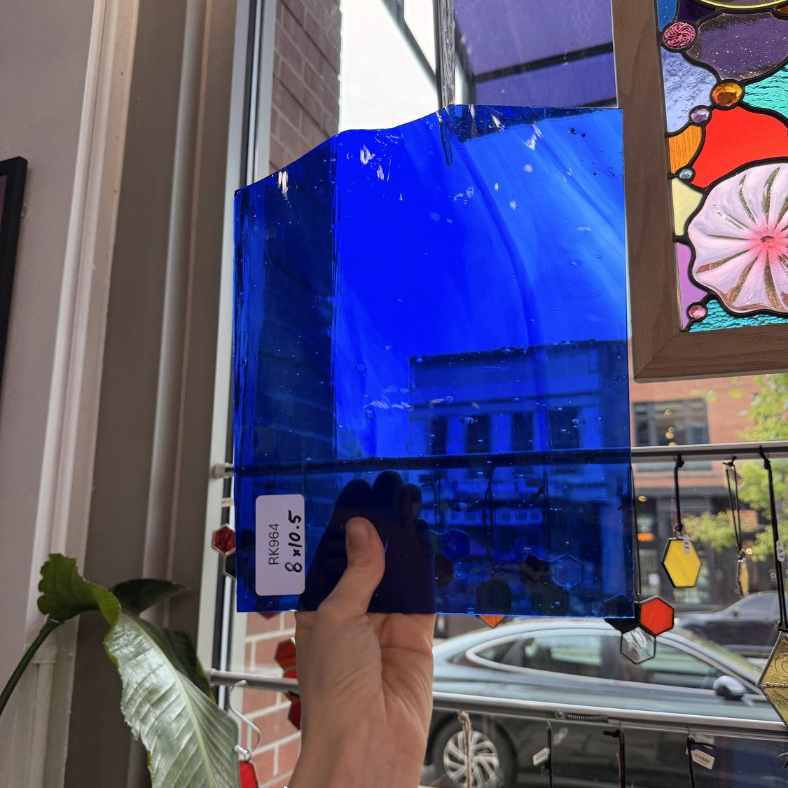 Blue Mixed Wispy Mouthblown Sheet Glass