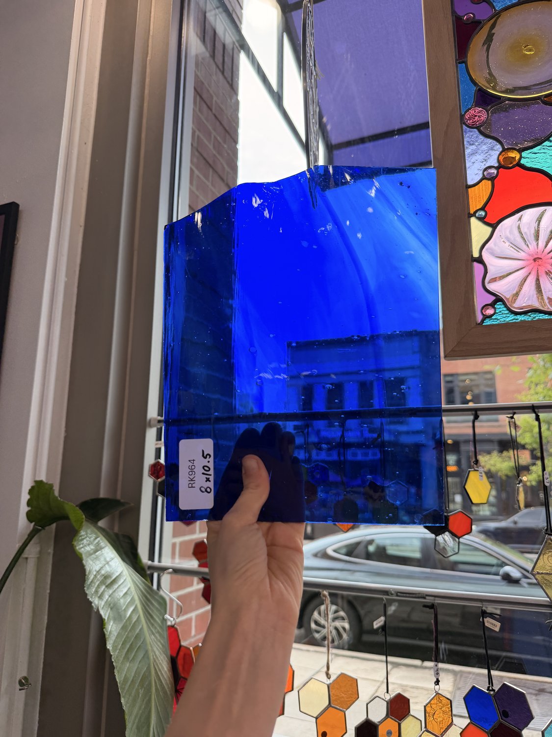 Blue Mixed Wispy Mouthblown Sheet Glass