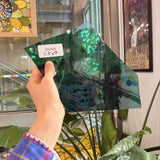 Emerald Teal Green Mouthblown on Clear Flash Sheet Glass