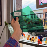 Emerald Teal Green Mouthblown on Clear Flash Sheet Glass
