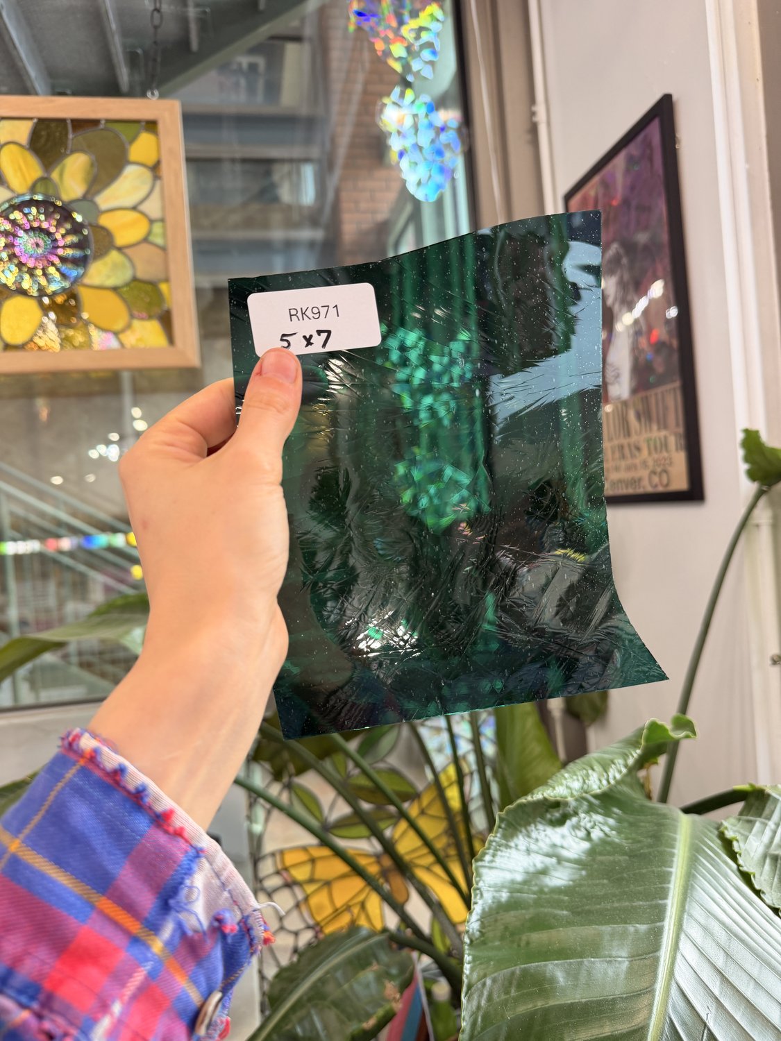 Dark Green Emerald on Clear Flashed sheet Glass