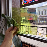 Dark Purple Lime Green on Clear Lamberts Flash Glass