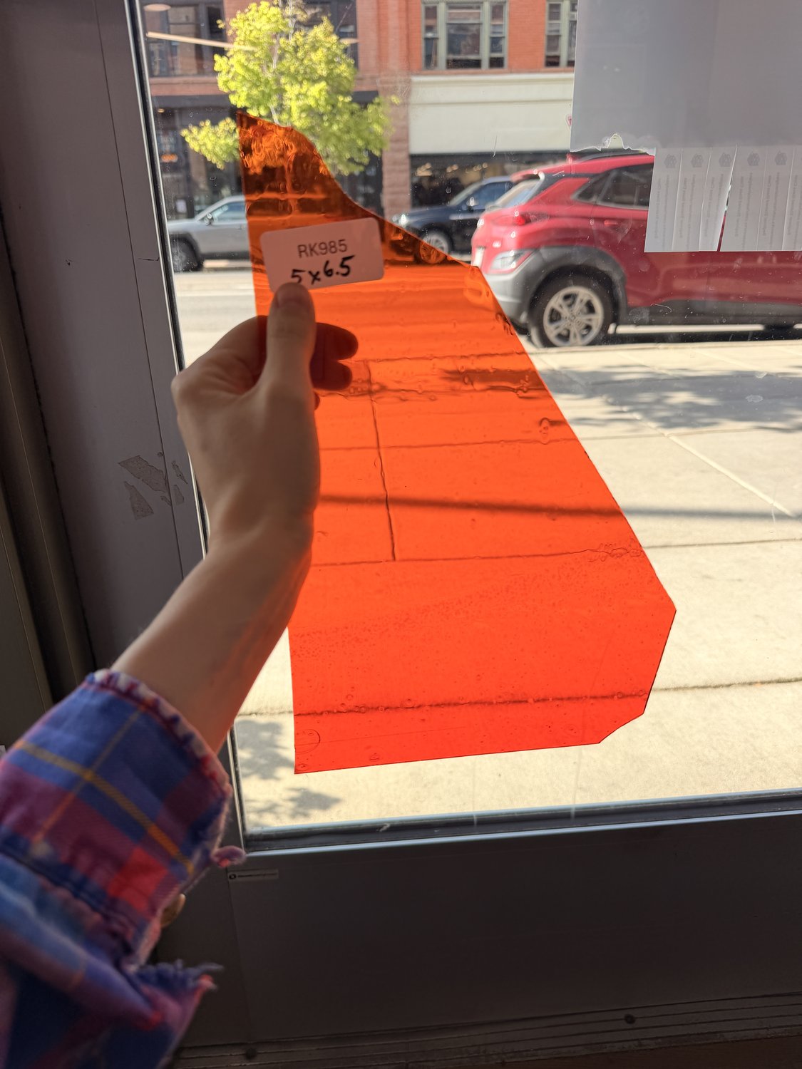 Bright Neon Orange Mouthblown Seedy Sheet Glass
