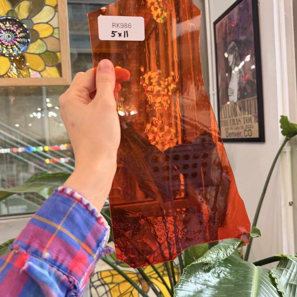 Neon Orange Transparent Mouth Blown Sheet Glass