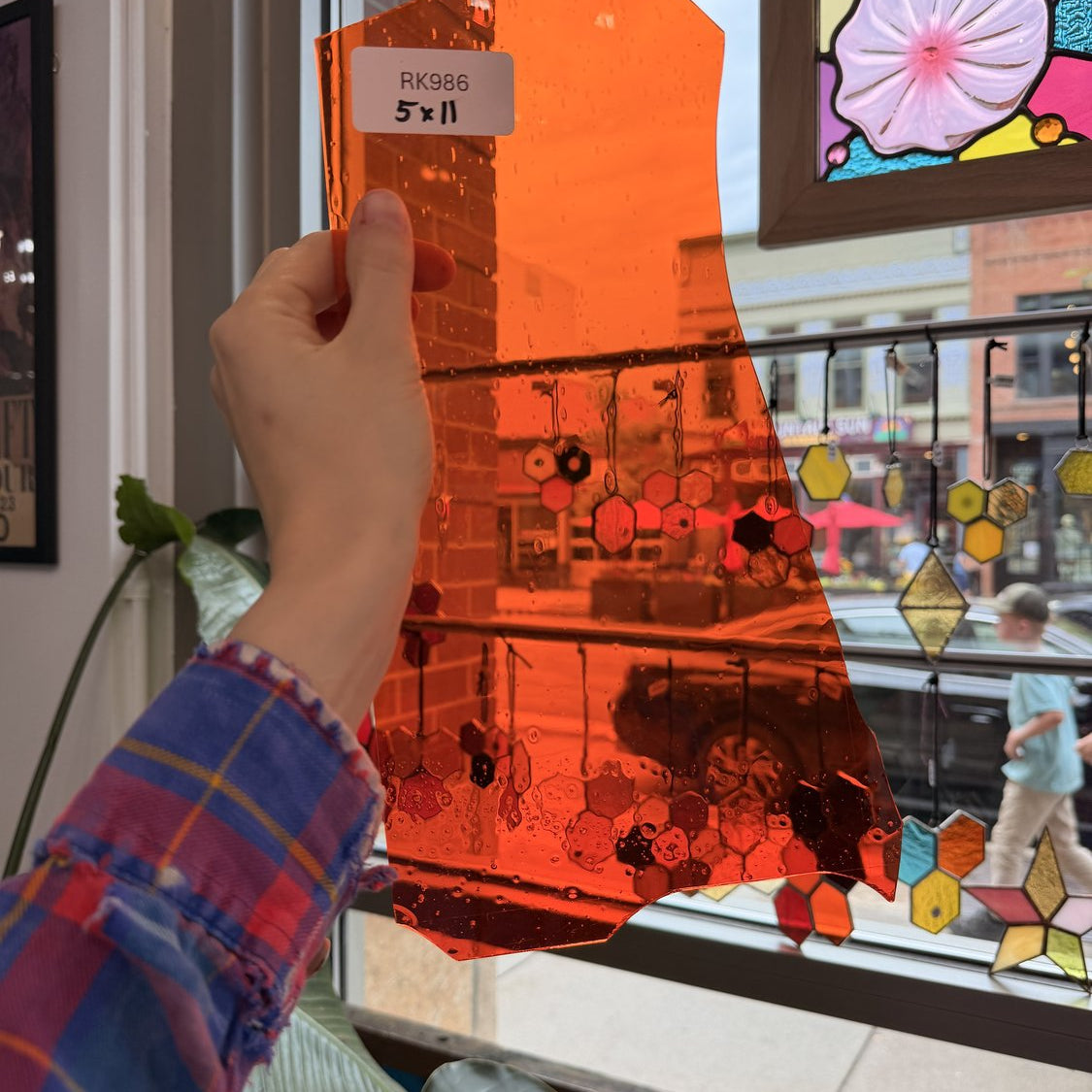 Neon Orange Transparent Mouth Blown Sheet Glass